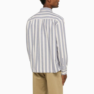 Shop Forét Striped Button-down Shirt In Light Blue