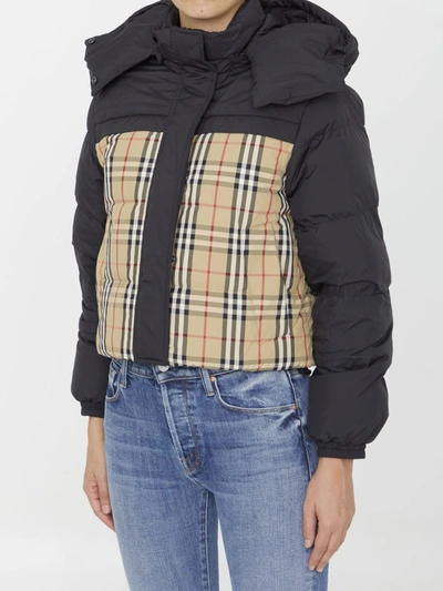 Shop Burberry Reversible Cropped Down Jacket In Beige
