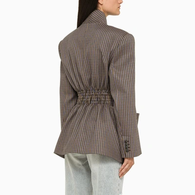 Shop The Mannei Check Pattern Double-breasted Blazer In Brown
