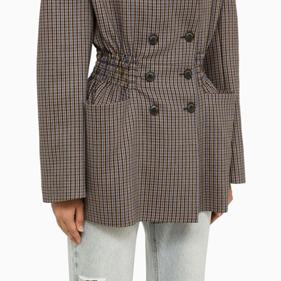 Shop The Mannei Check Pattern Double-breasted Blazer In Brown