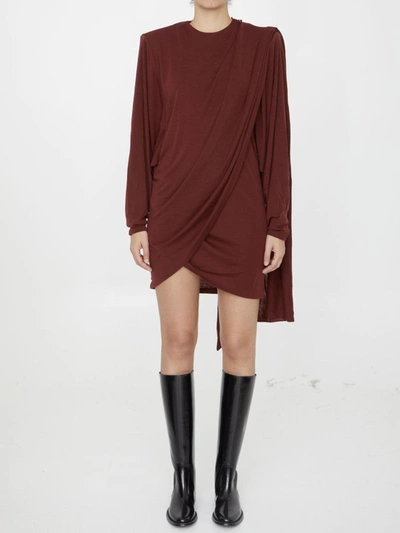Shop Saint Laurent Wool Jersey Dress In Brown