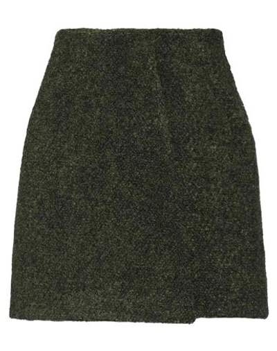 Shop Jil Sander Woman Mini Skirt Military Green Size 4 Virgin Wool, Alpaca Wool, Mohair Wool, Polyamide