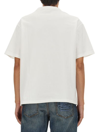 Shop Etro T-shirt With Pegasus Embroidery In Bianco