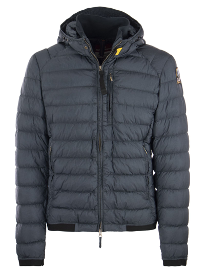 Shop Parajumpers Coleman - Short Down Jacket With Hood In Avio