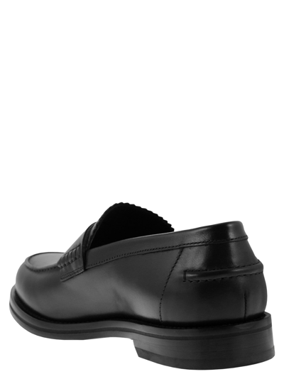 Shop Doucal's Penny - Leather Moccasin In Black