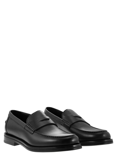 Shop Doucal's Penny - Leather Moccasin In Black