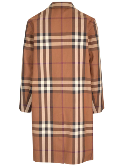 Shop Burberry Reversible Trench Coat With Check Motif In Brown
