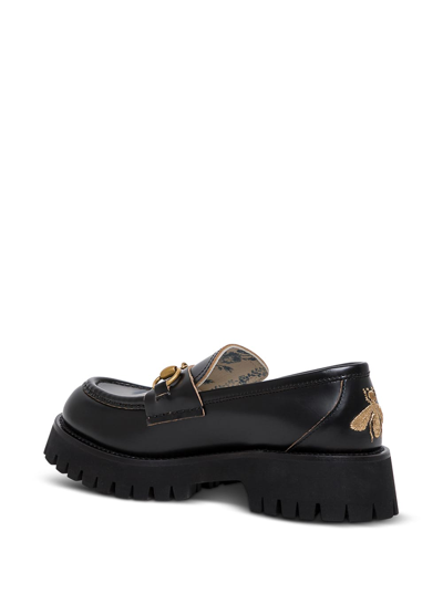 Shop Gucci Treaded Loafers With Horsebit Detail In Black