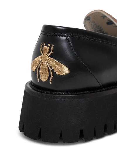 Shop Gucci Treaded Loafers With Horsebit Detail In Black