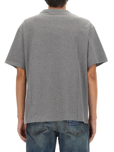 Shop Etro T-shirt With Pegasus Embroidery In Grigio
