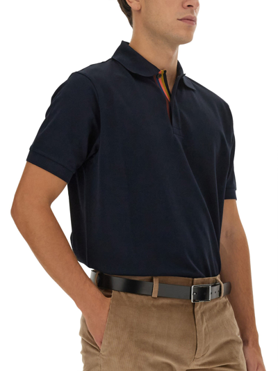 Shop Paul Smith Regular Fit Polo Shirt In Blu
