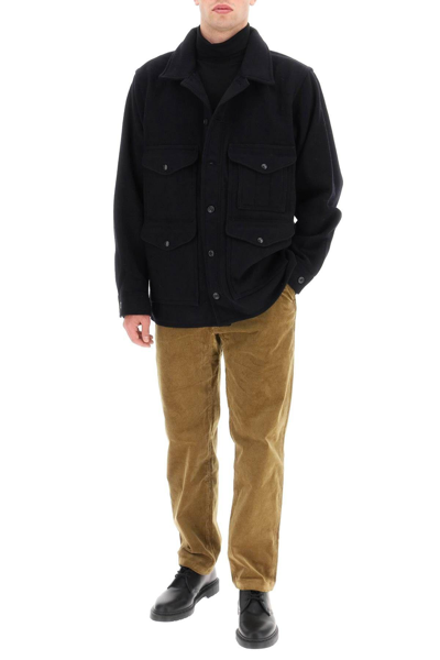 Shop Filson Mackinaw Wool Cruiser Jacket In Blu