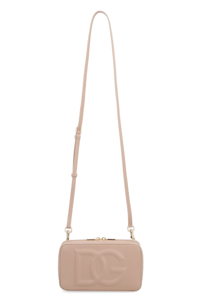 Shop Dolce & Gabbana Dg Logo Leather Camera Bag In Pale Pink