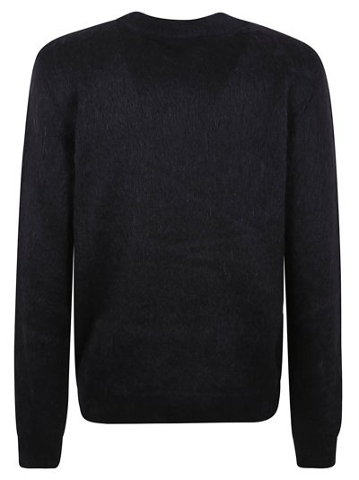 Shop Balmain Retro Brushed Mohair Sweater In Eab Noir Blanc