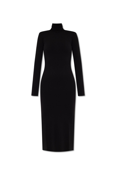 Shop Saint Laurent Wool Turtleneck Dress In Black