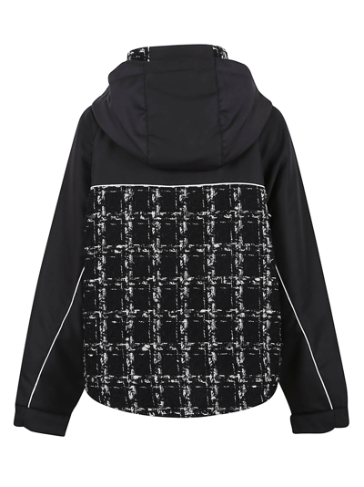 Giambattista Valli Tweed Hooded Coat In Black White
