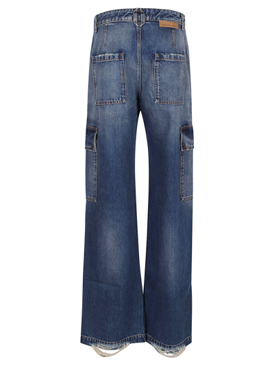 Shop Stella Mccartney Blue Denim Straight Cargo Jeans In Blue Vintage Denim