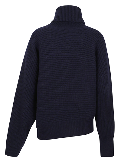 Shop Stella Mccartney Ribbed Regenerated Cashmere Fully Fashion Jumper In Ink