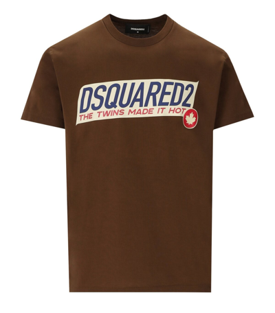 Shop Dsquared2 Cool Fit Printed Tee In Marrone