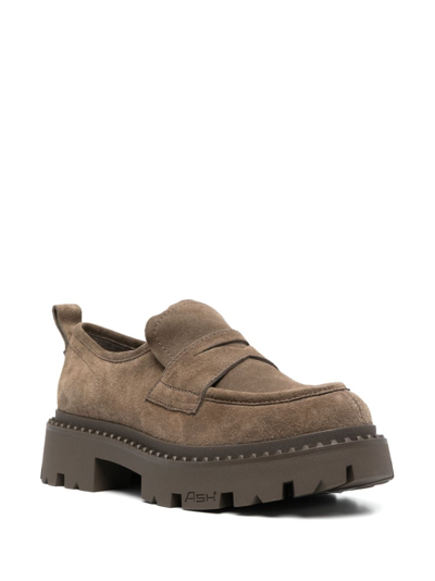 Shop Ash Genial Loafers With Studs In Mud Dark Gun
