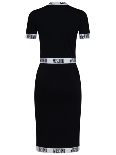 Shop Moschino Logo Tapes Midi Dress In Black