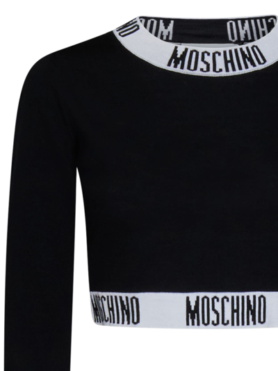 Shop Moschino Logo Tapes Sweater In Black