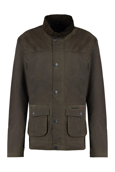 Shop Barbour Brunden Waxed Cotton Jacket In Green