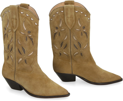 Shop Isabel Marant Duerto Suede Ankle Boots In Taupe