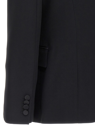 Shop Alexander Mcqueen Double-breasted Blazer With Satin Details In Black