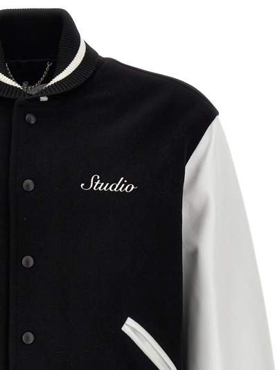Shop 1989 Studio Class Of 89 Bomber Jacket In White/black