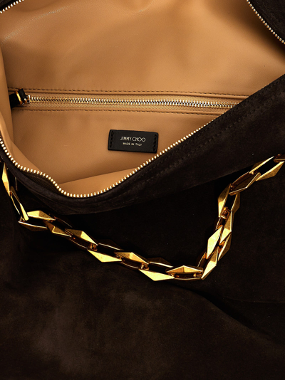 Shop Jimmy Choo Diamond Soft Hobo Shoulder Bag In Brown