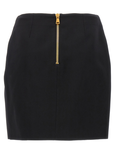 Shop Balmain Gold Buttons Mini Skirt In Black