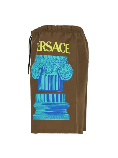 Shop Versace Costume With Logo In Marrone