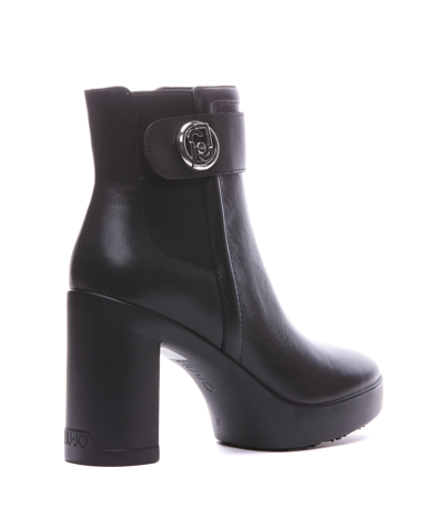 Liu •jo 100mm Leather Boots In Black