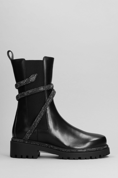 Shop René Caovilla Cleo Combat Boots In Black Leather