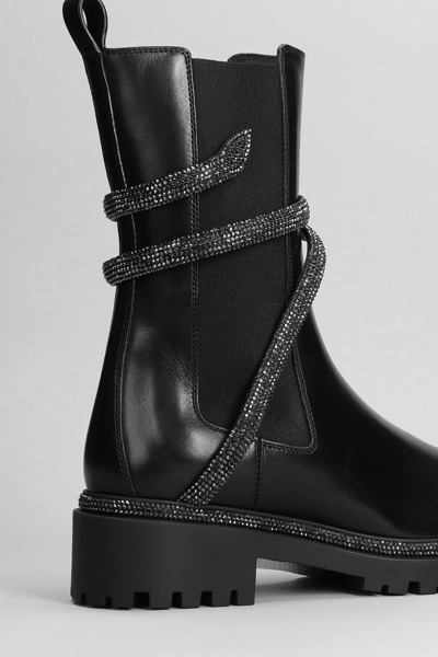 Shop René Caovilla Cleo Combat Boots In Black Leather