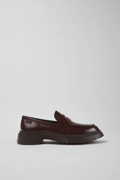 Shop Camper Walden Leather Loafers In Maroon, Women's At Urban Outfitters
