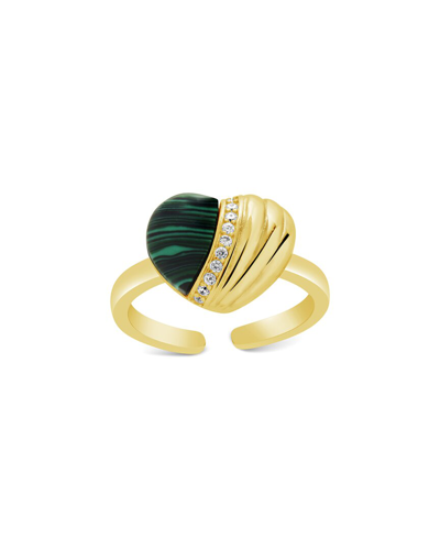 Shop Sterling Forever 14k Plated Malachite Cz Hollis Heart Ring
