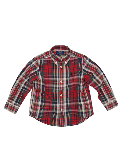 Shop Ralph Lauren Ls Bd Ppc-shirts-sport Shirt In Red Green Multi