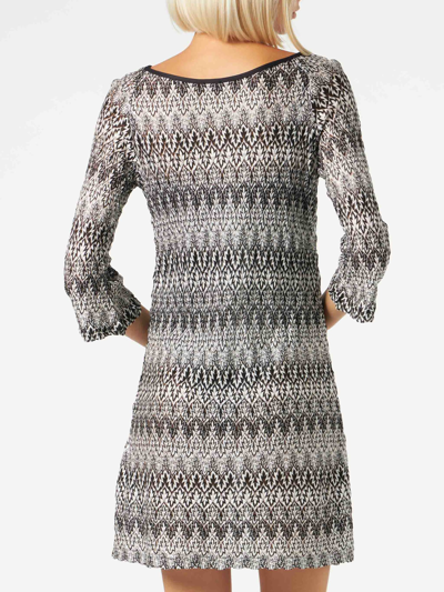 Mc2 Saint Barth Black And White Knitted Chevron Mini Dress In Black