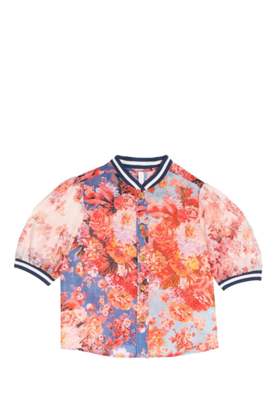Zimmermann Kids' Devi Sport Floral Button-up Blouse In Multicolor