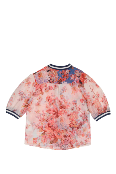 Zimmermann Kids' Devi Sport Floral Button-up Blouse In Multicolor
