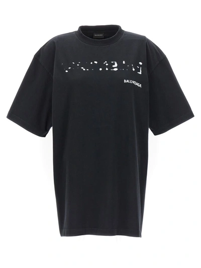 Shop Balenciaga Logo Print T-shirt In White/black