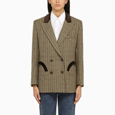 Shop Blazé Milano Double-breasted Jacket In Beige