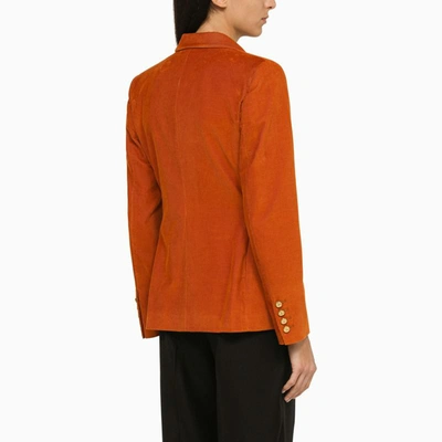 Shop Blazé Milano Caramel Velvet Double-breasted Jacket In Orange