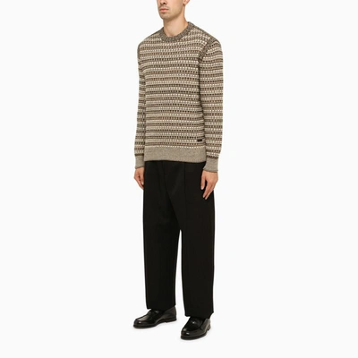 Shop Loro Piana Striped Crew-neck Sweater In Brown
