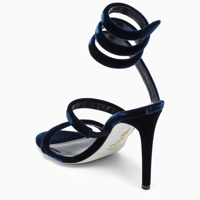 Shop René Caovilla Cleo Velvet High Sandal In Blue