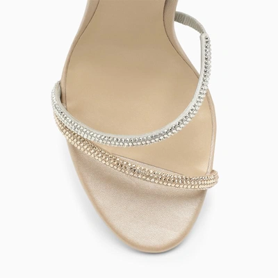 Shop René Caovilla Beige/silver Irina High Sandal With Crystals