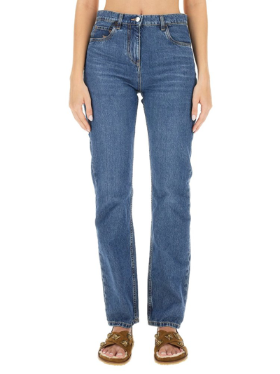 Shop Etro Floral Embroidered Bootcut Jeans In Blue