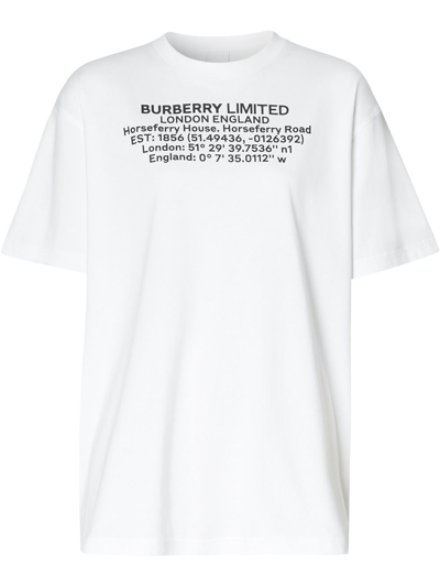 Shop Burberry Text Print T Shirt In Multi-colored